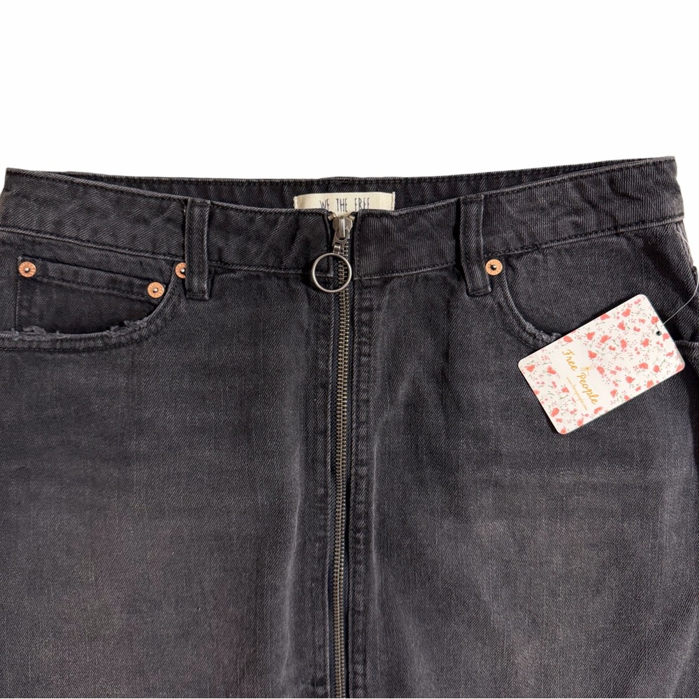 Free People Black Denim Mini Skirt Women’s Size 29 NWT - Picture 2 of 5